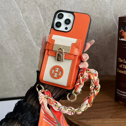 Luxury Leather Wallet iPhone Case 12-17 Pro Max