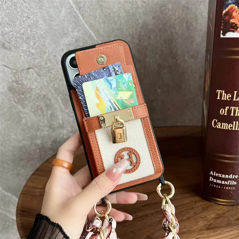 Luxury Leather Wallet iPhone Case 12-17 Pro Max