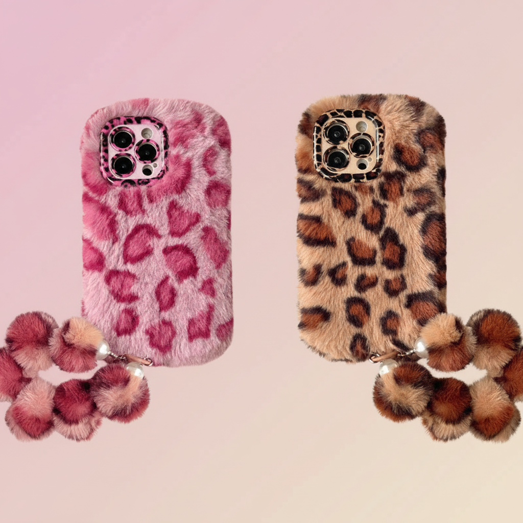 Both cases with pink and beige gradient background
