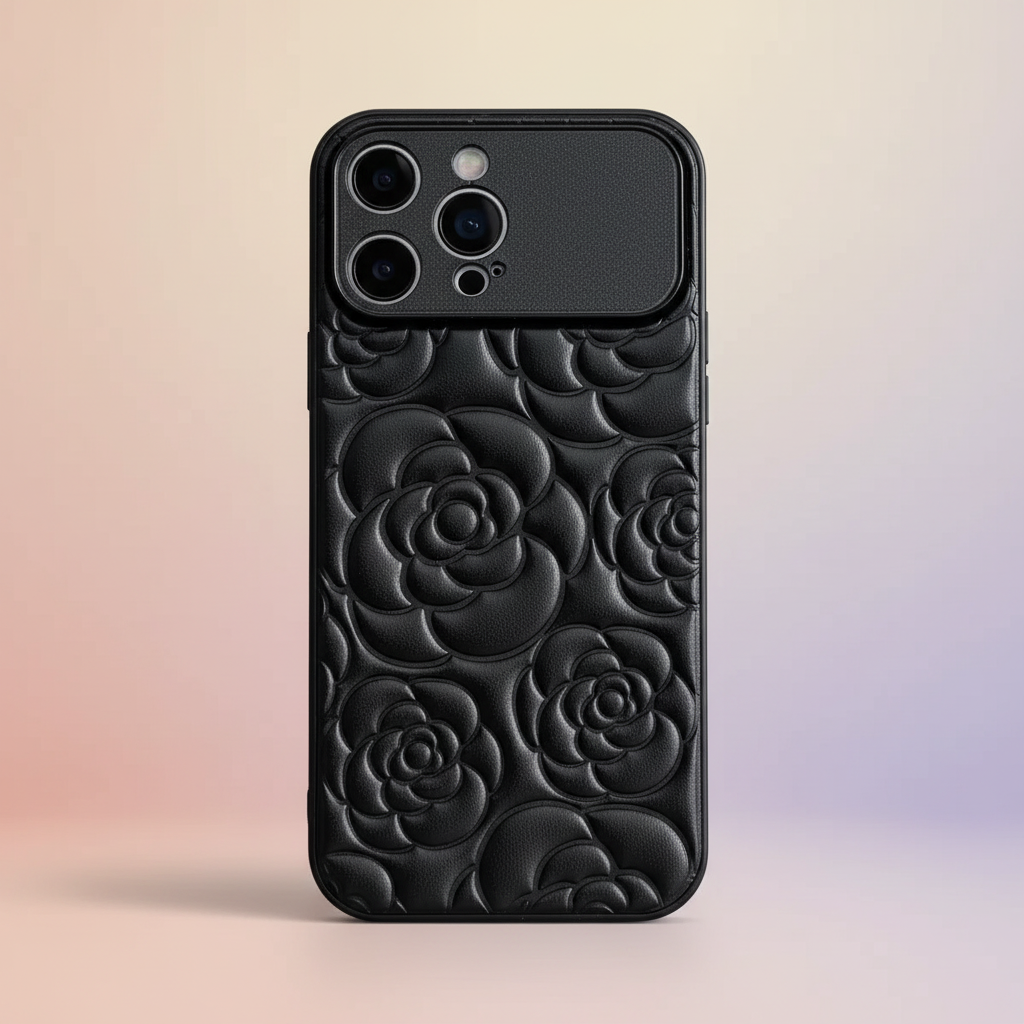 Camellia Flower Pattern Leather iPhone 17 Case