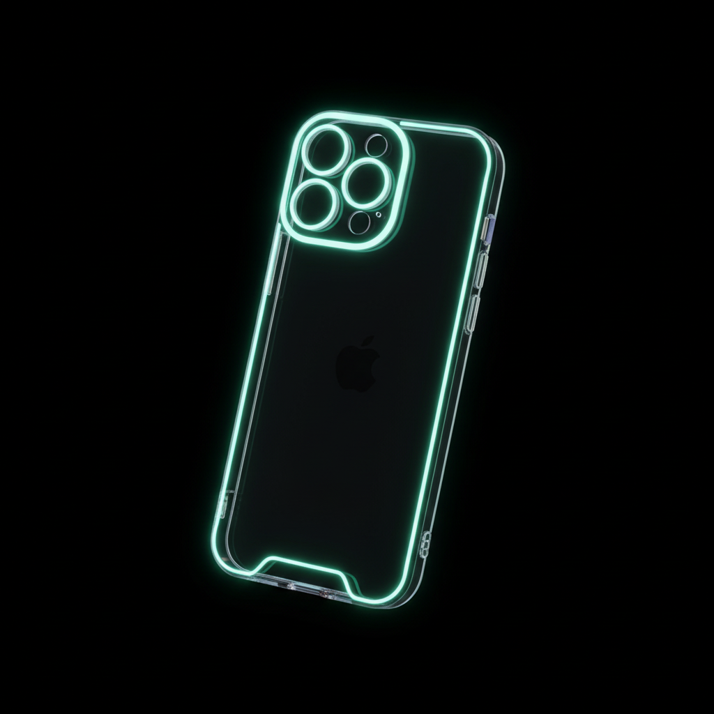 Glowing Clear Case Black Background