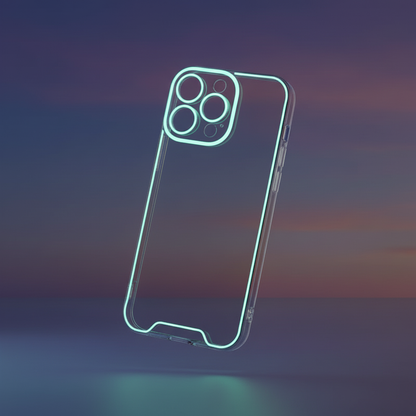 Glowing Clear Case Midnight Blue Background