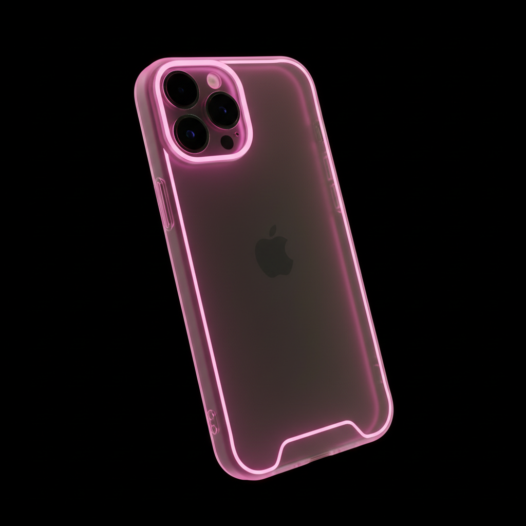 Glowing pink case in the dark