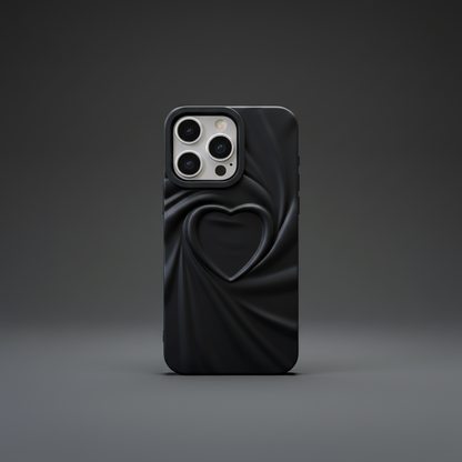 Matte Black Heart iPhone Case