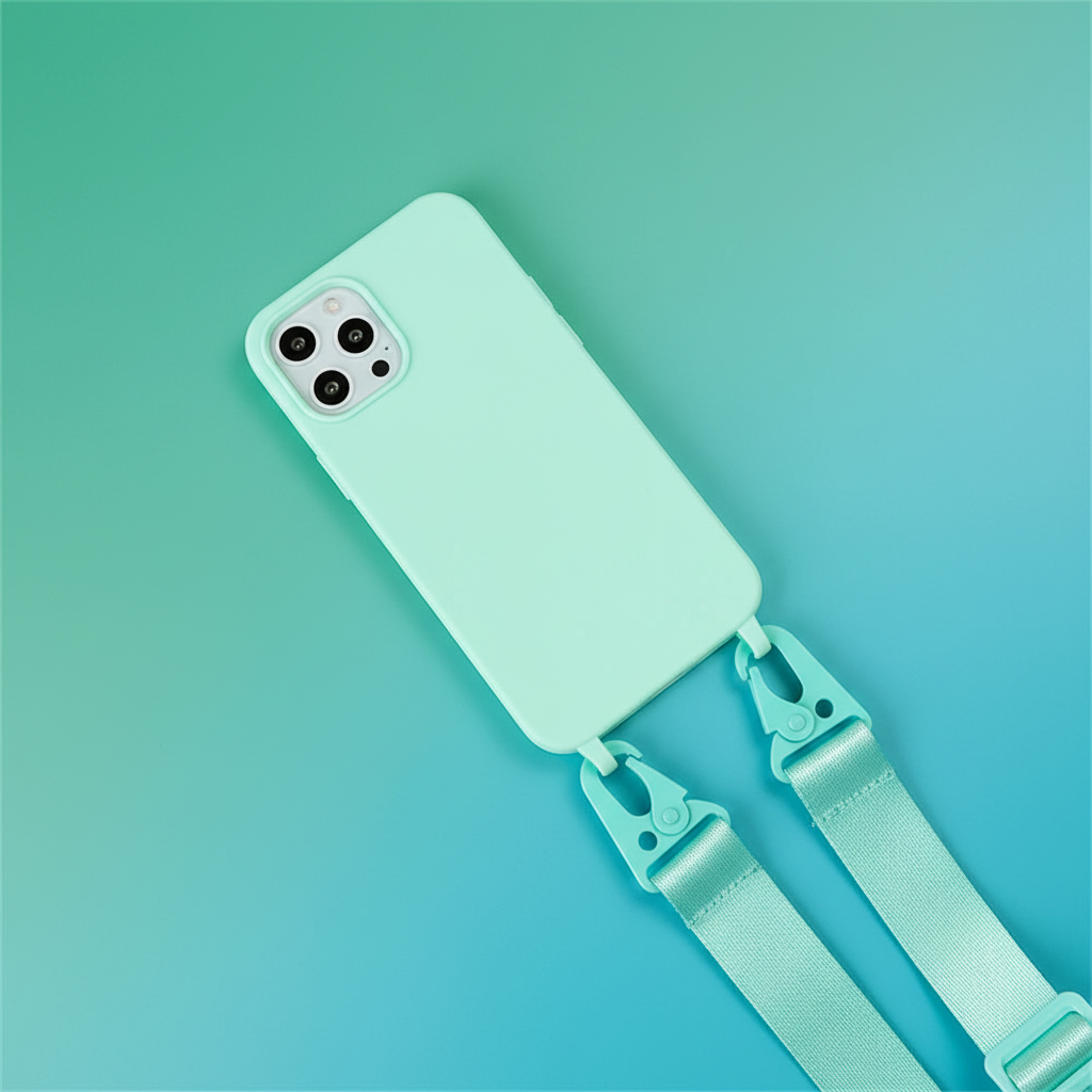 Mint green iPhone case with bold background