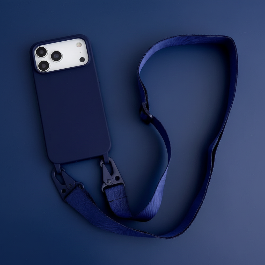 Navy blue iPhone case with color-matched background
