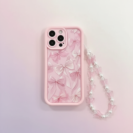 Pink Bow Pattern Silicone iPhone Case