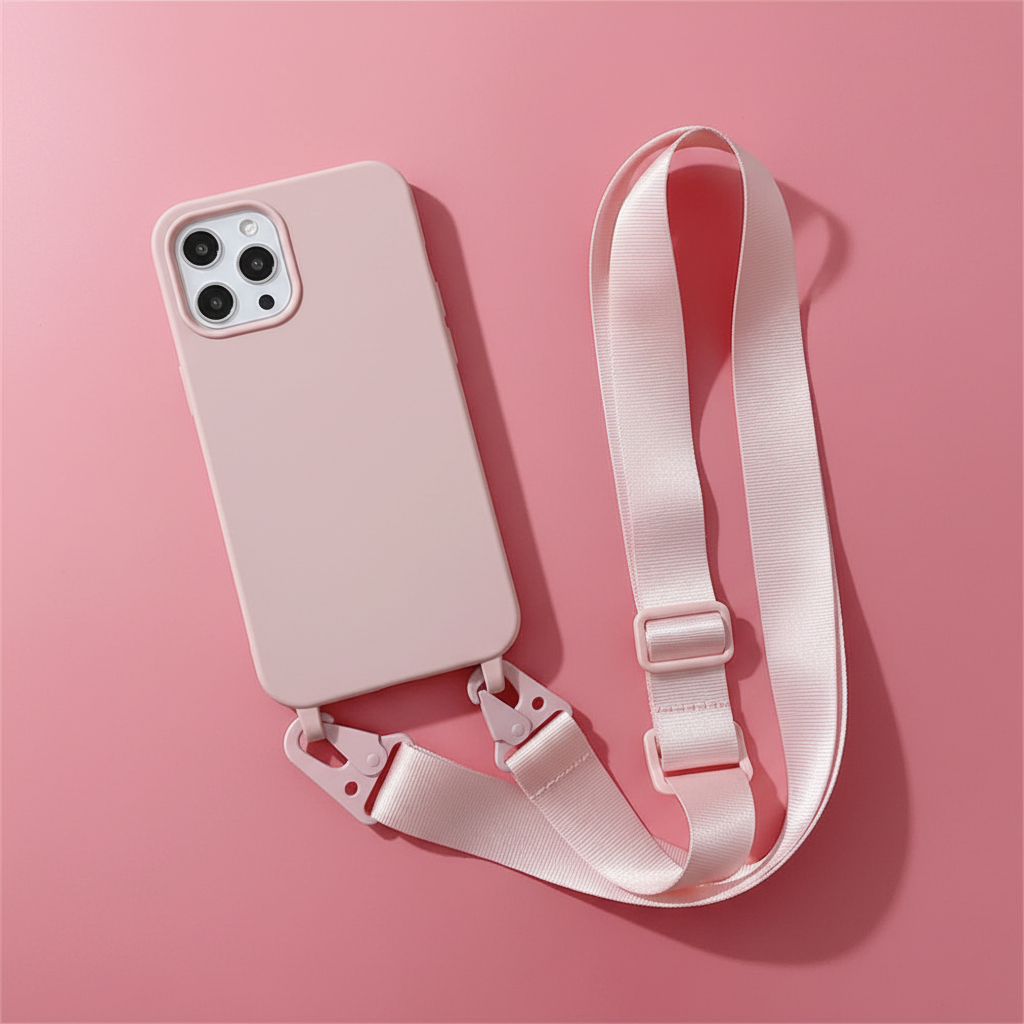 Pink iPhone case with color-matched background
