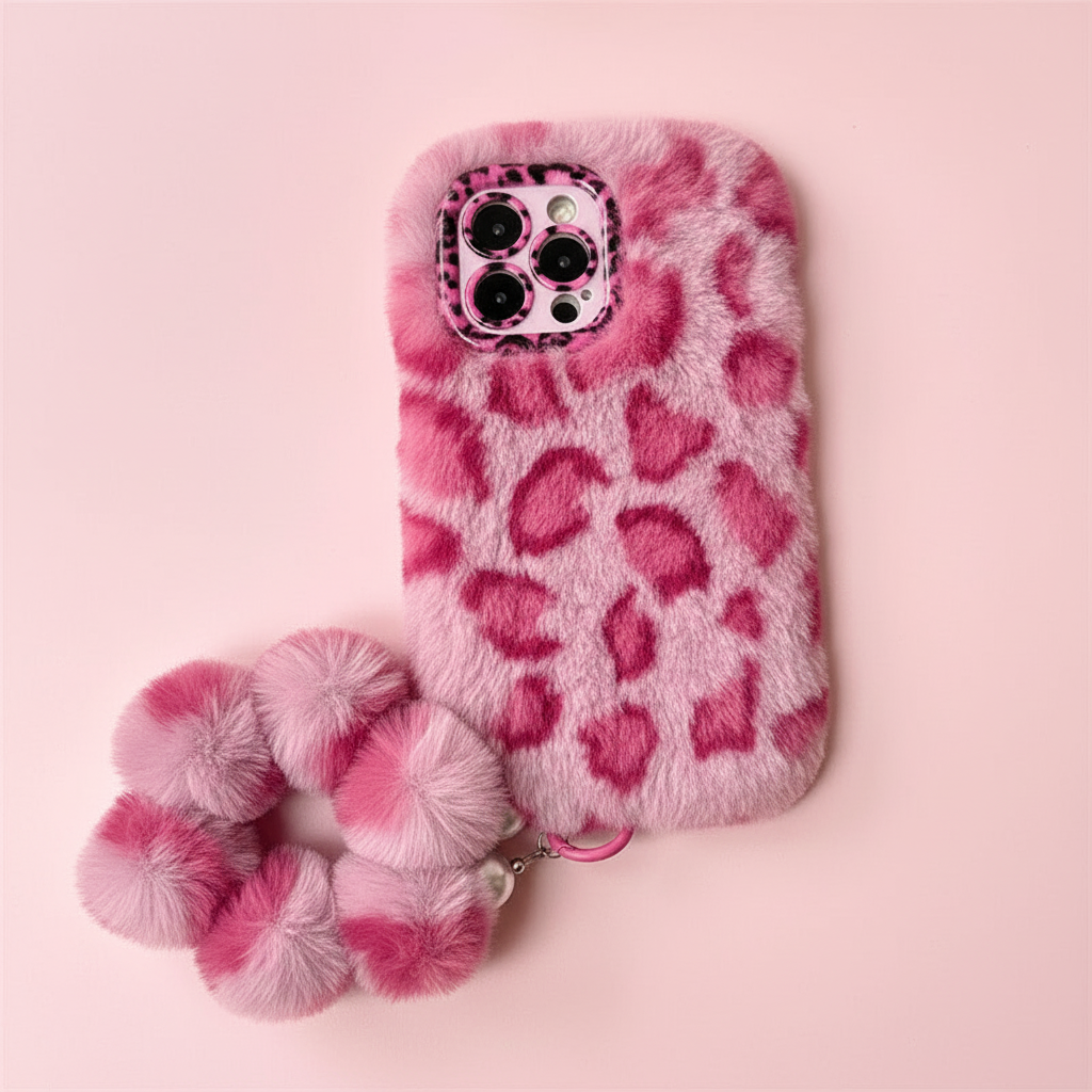 Pink leopard case with soft pink gradient background