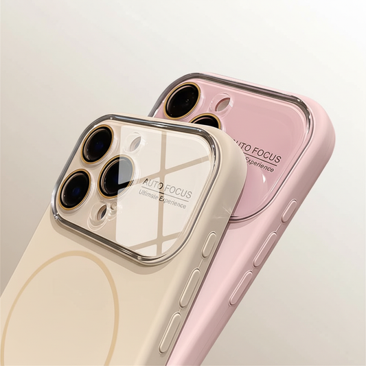 Premium Cream and Pink iPhone Cases with Glass Camera Protector