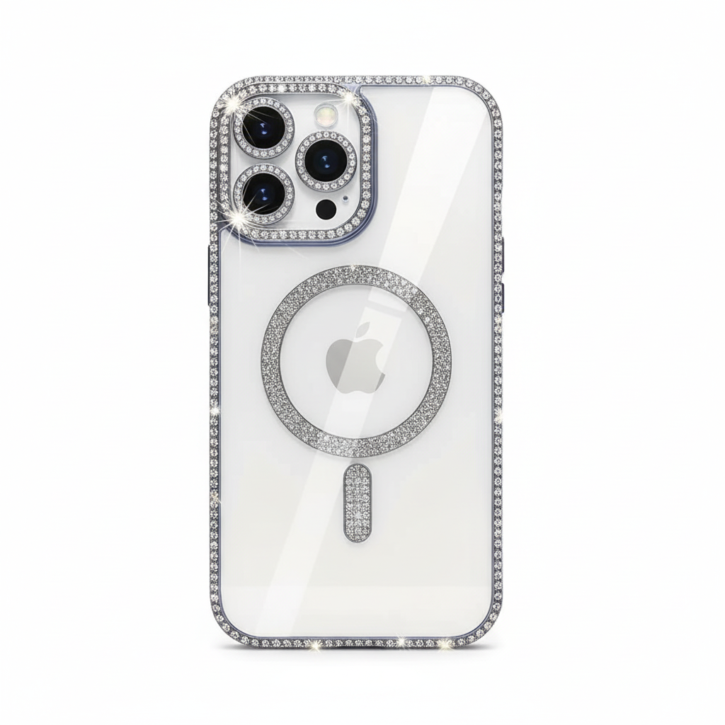 Silver Diamond iPhone Case Front
