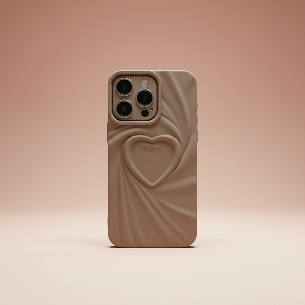 Taupe Brown Heart iPhone Case
