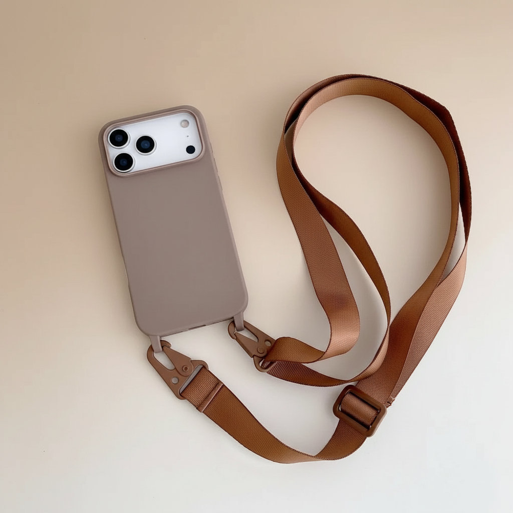 Taupe iPhone case with color-matched background