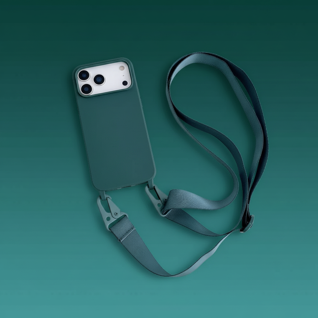 Teal iPhone case with color-matched background