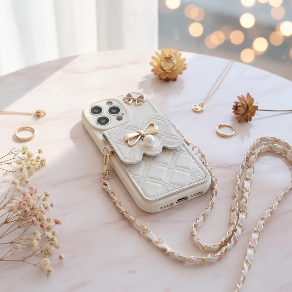 White Case with Pink Marble Background